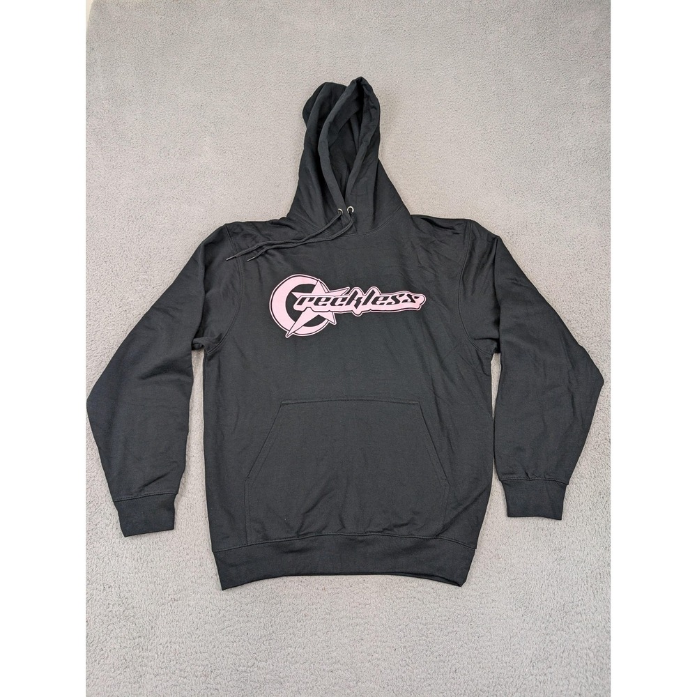 Young‎ & Reckless Hoodie Sweatshirt Mens Medium Black Pink Graphic Pullover YR
